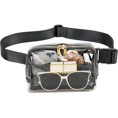 Clear Belt Bag with Adjustable Strap, Black