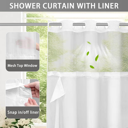 No Hook Shower Curtain with Snap