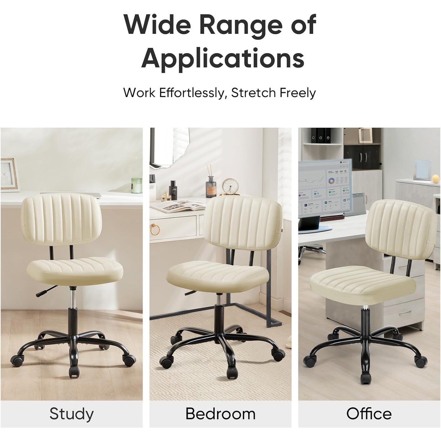 Office Desk Chair with Low Back Lumbar Support, White