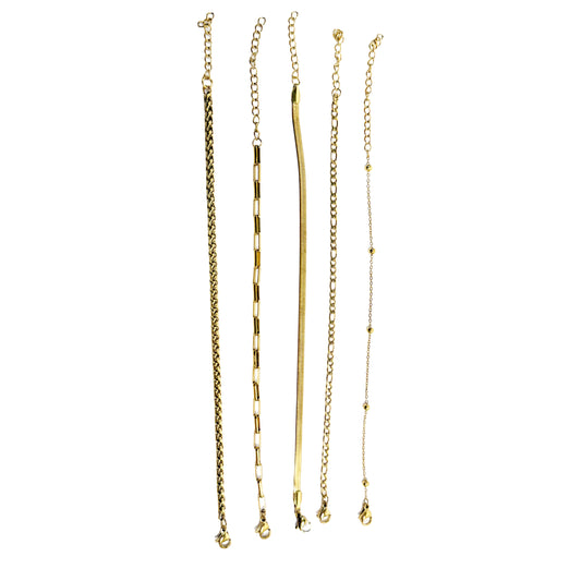5-Piece 18K Gold-Plated Bracelets Set for Women