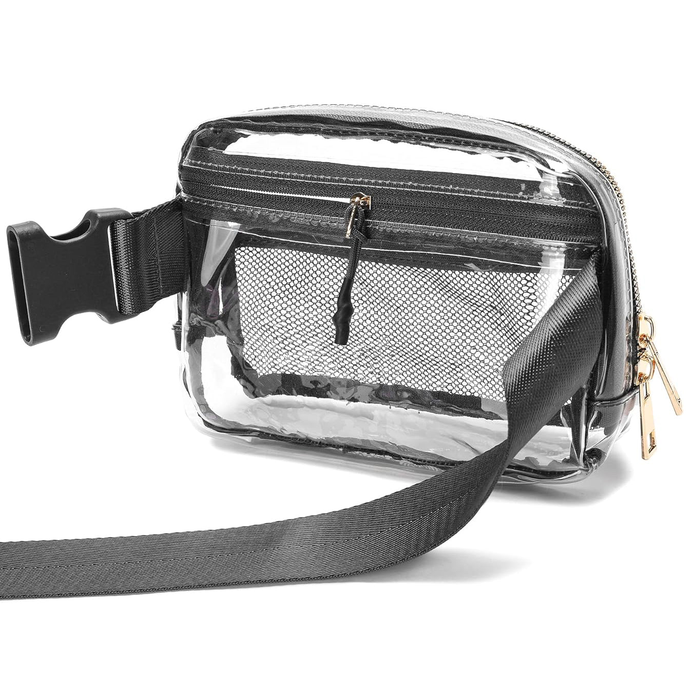 Clear Belt Bag with Adjustable Strap, Black