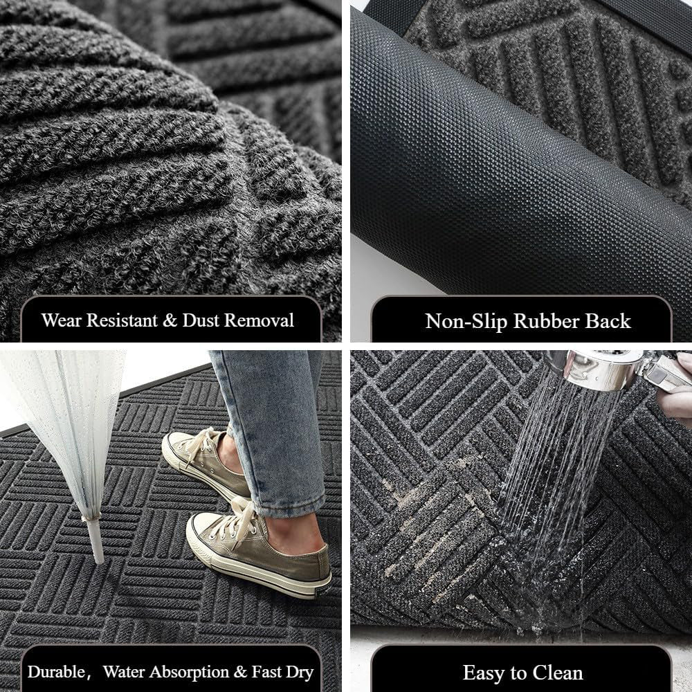 Heavy Duty Doormat for Outside Entry 43*75cm, Gray