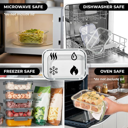 5pc Borosilicate Glass Storage Containers with Lids 1040ML*5