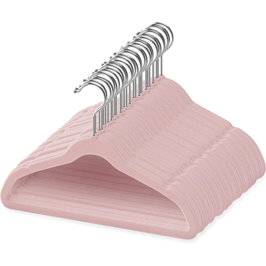 Kids Velvet Clothes Hangers 20 Units 30 cm, Pink