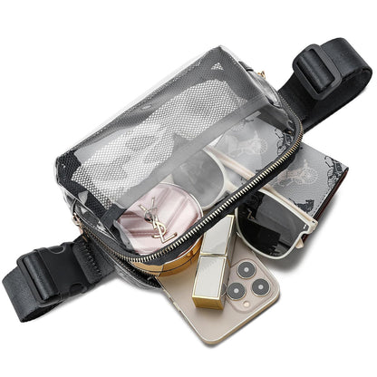 Clear Belt Bag with Adjustable Strap, Black