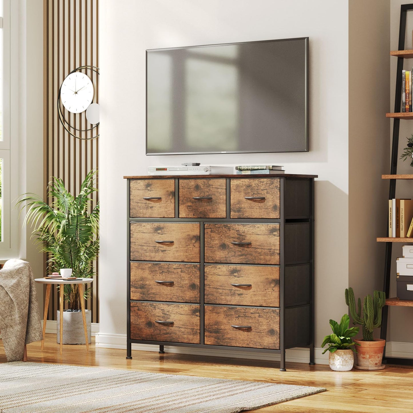 Dresser for Bedroom with 9 Drawers, Brown