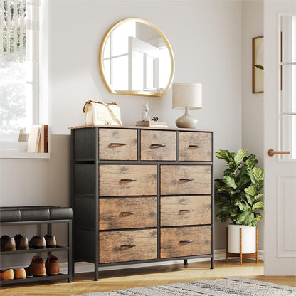 Dresser for Bedroom with 9 Drawers, Brown