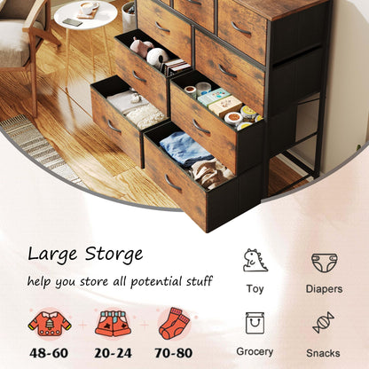 Dresser for Bedroom with 9 Drawers, Brown