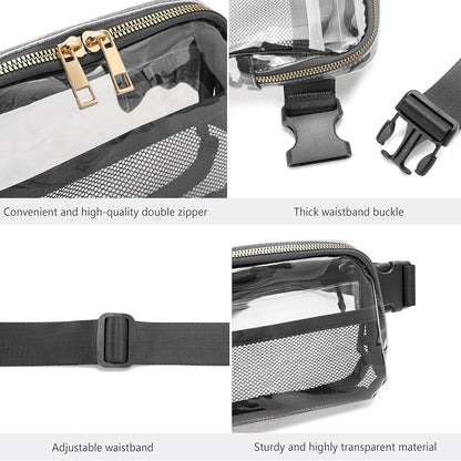 Clear Belt Bag with Adjustable Strap, Black