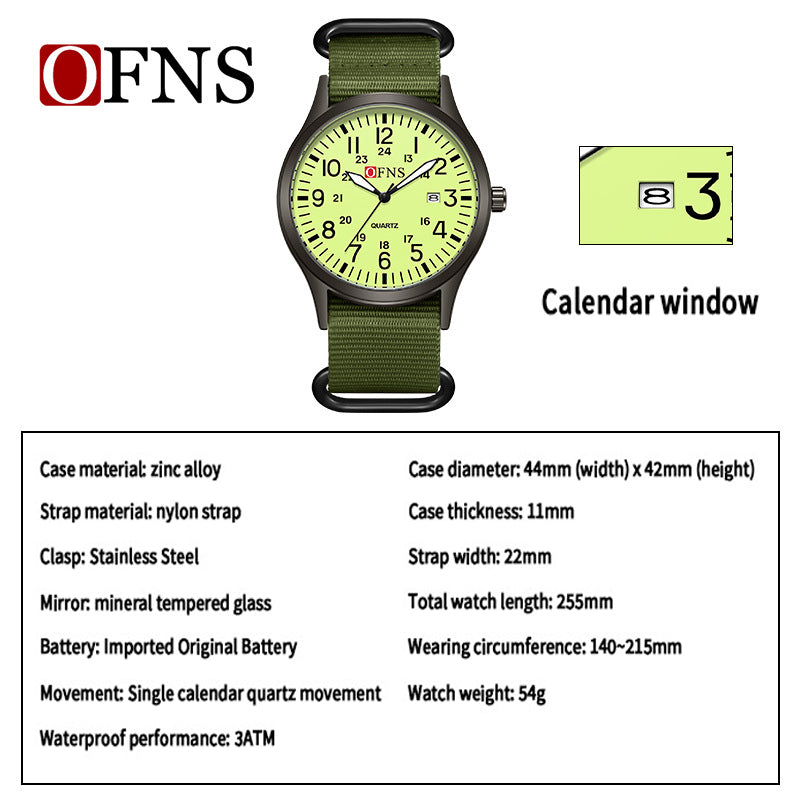 Unisex Military Watch – Analog Tactical Waterproof Watches with Nylon Strap, Green