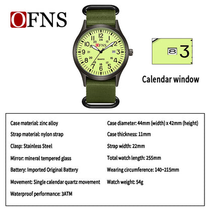 Unisex Military Watch – Analog Tactical Waterproof Watches with Nylon Strap, Green