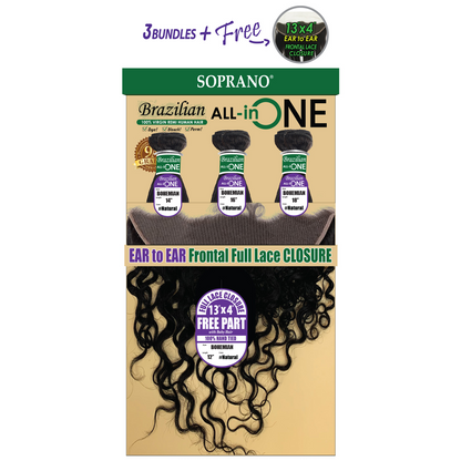 SOPRANO HH Brazilian  (9A)  (Ear to Ear) ALL in ONE “BOHEMIAN” NATURAL 10"12"14"
