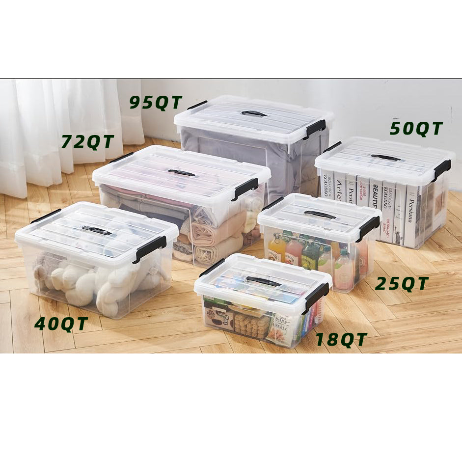 SINGLE PACK, Plastic Storage Boxes with Lids Organizing Container, PP Box for Home Office, Clear