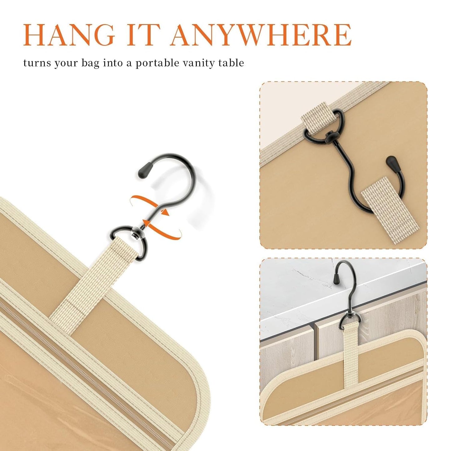 Travel Toiletry Bag with Hanging Hook (2 Color Options)