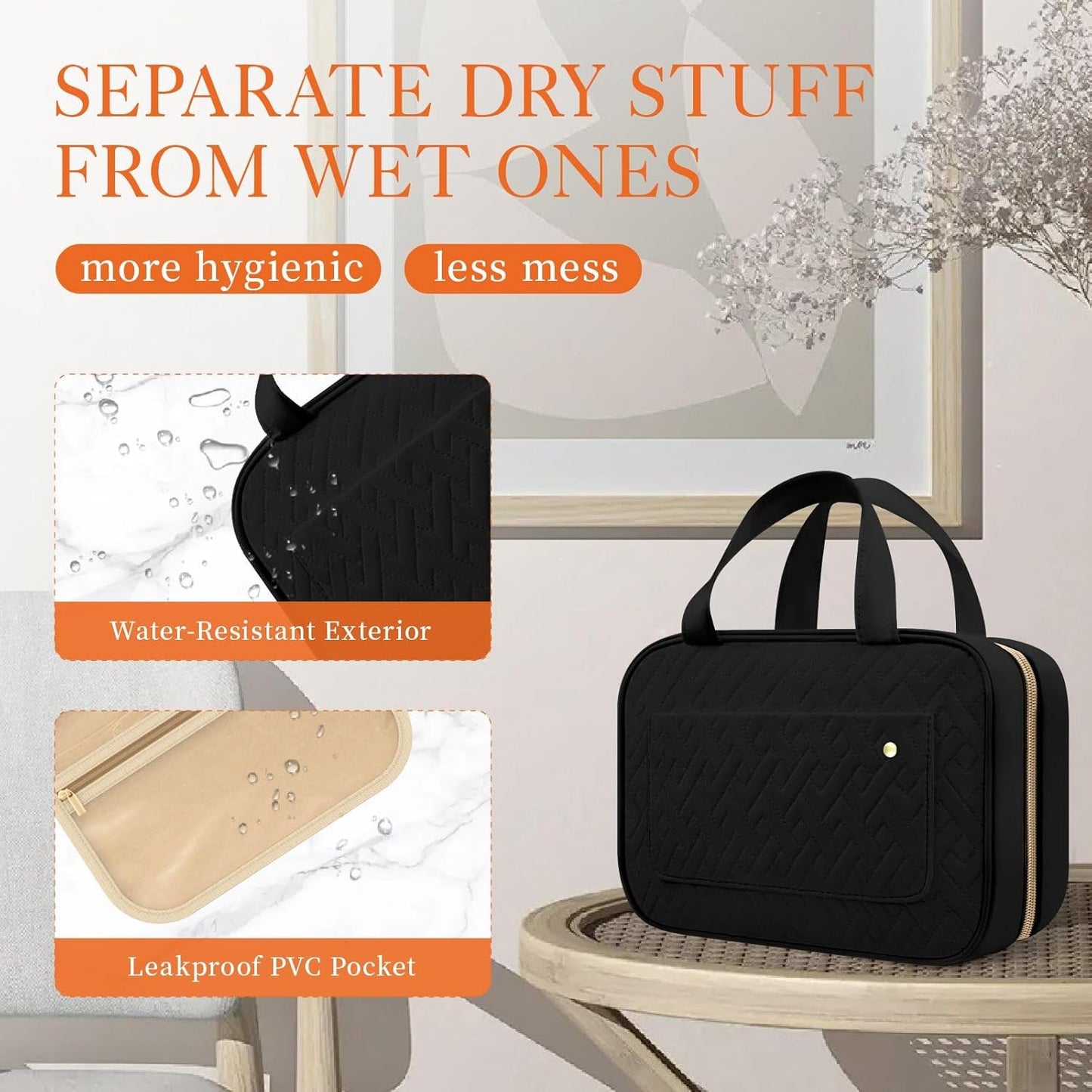 Travel Toiletry Bag with Hanging Hook (2 Color Options)