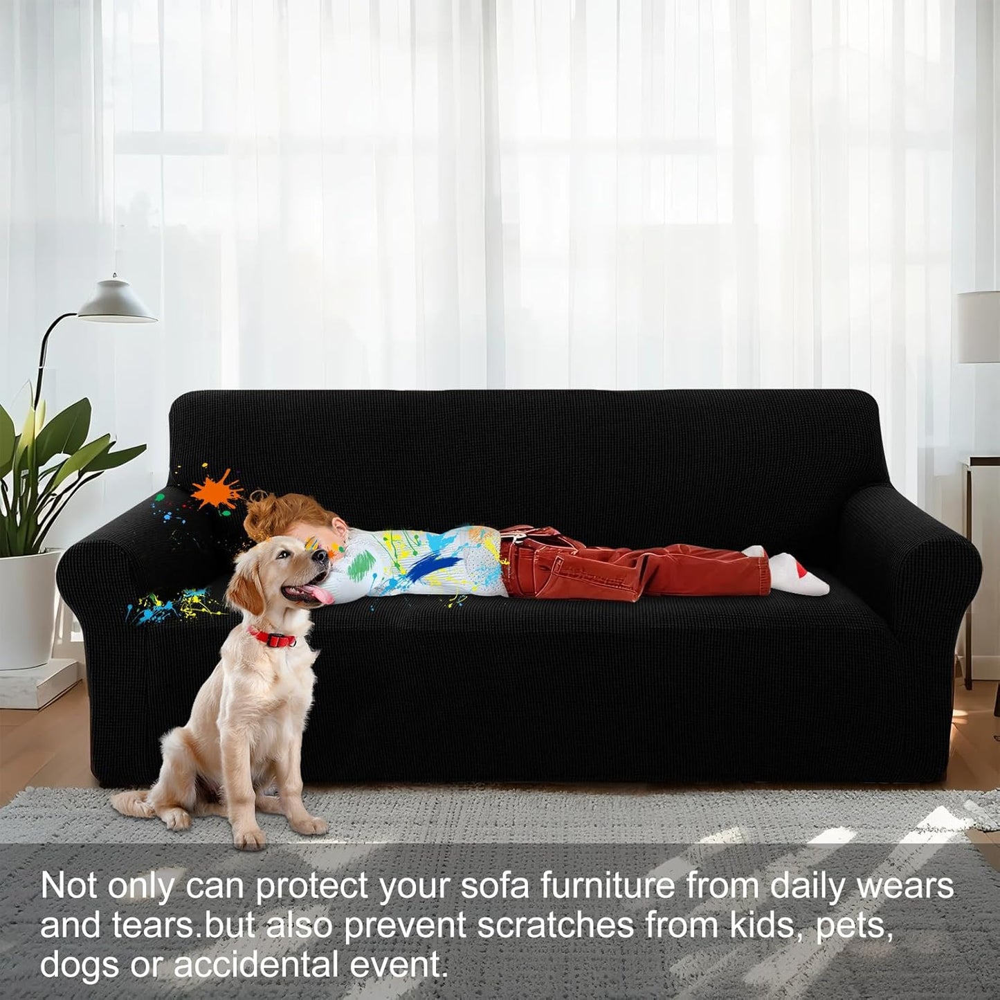 Sofa Slipcover Furniture Protector, Black