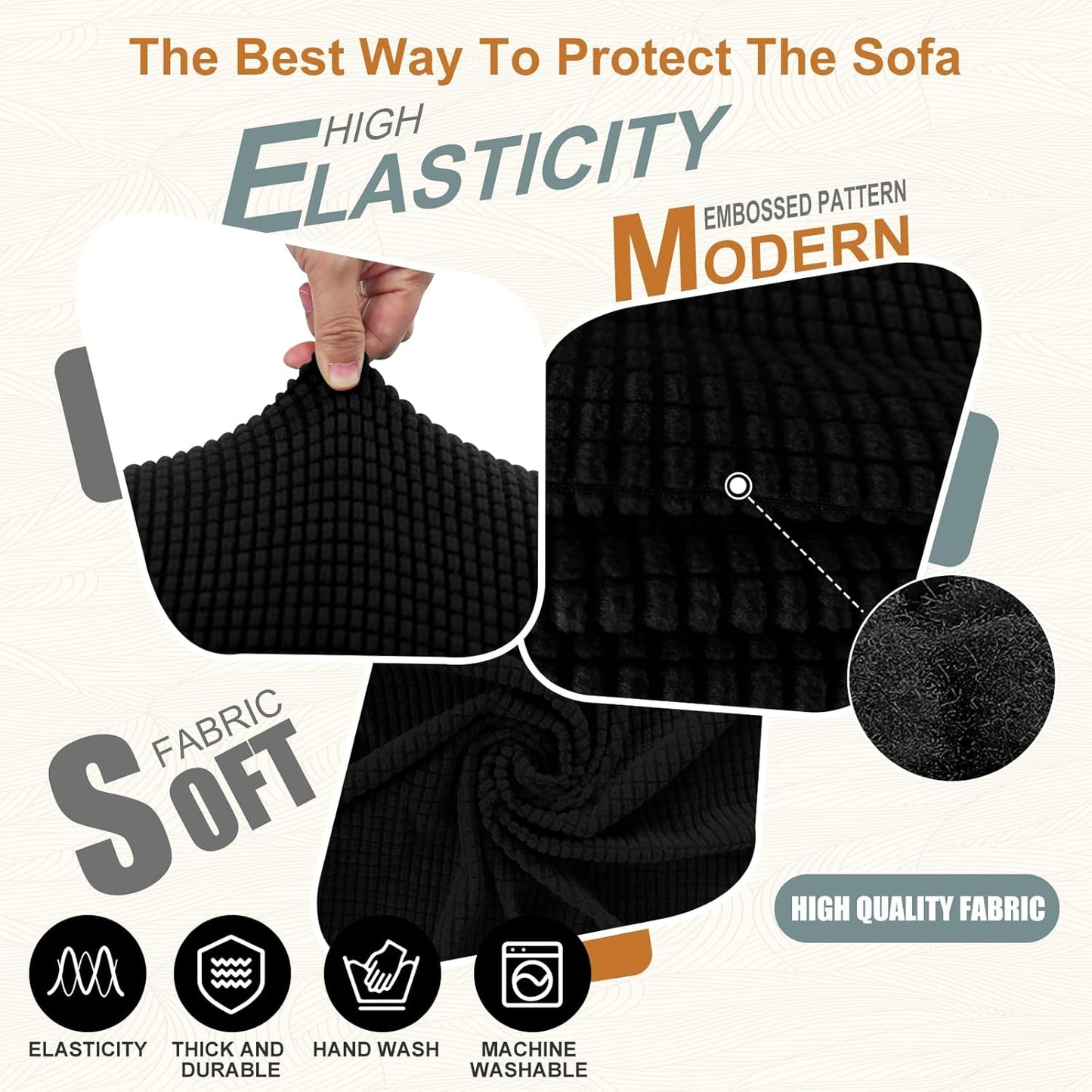 Sofa Slipcover Furniture Protector, Black
