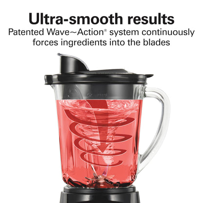 Hamilton Beach Power Elite Blender For Smoothies,Glass Jar,700W,40OZ, 12 Functions,Crush Ice