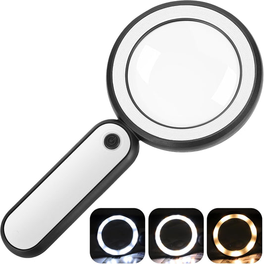 30X Handheld Magnifier with 3 Color Lights Modes