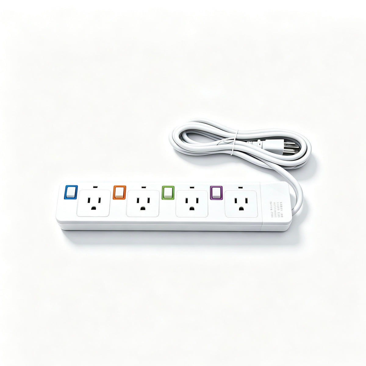 4-Outlet Power Strip with Independent Switches, 2M (6.6FT) Pure Copper Extension Cord