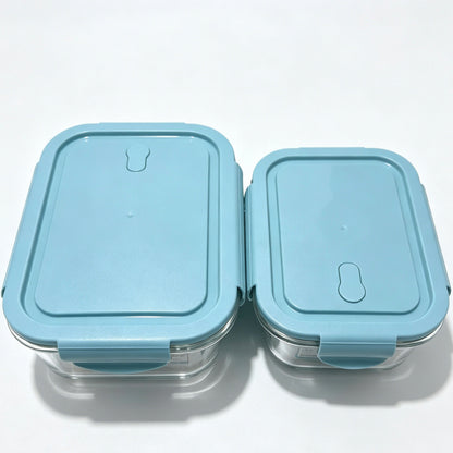 2 Pack Borosilicate Glass Food Storage Containers, Pink Airtight Lock Lids, 1040ml & 700ml Meal Prep Boxes