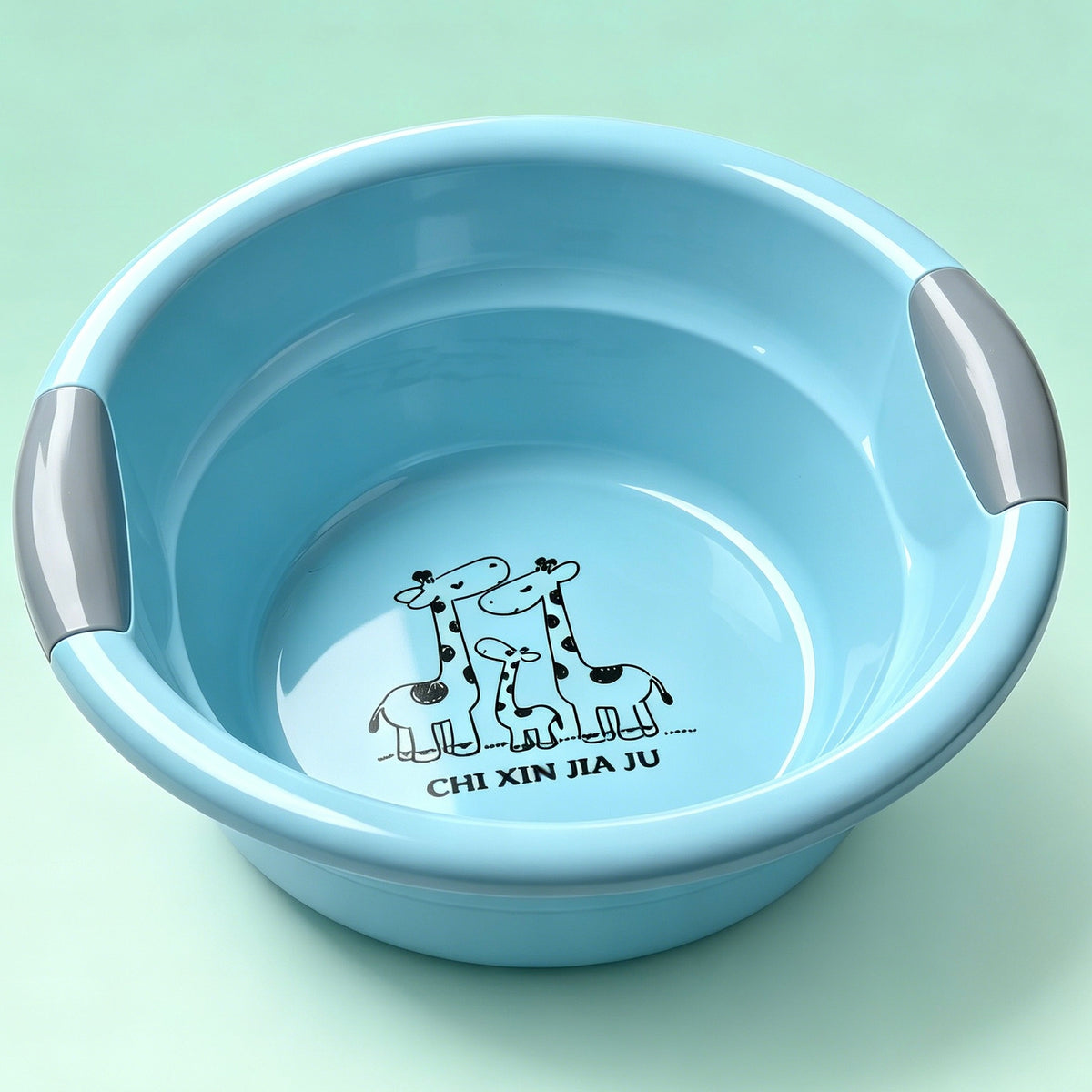 Portable Plastic Washing Basin with Non-Slip Handles, Giraffe Print Household Basin for Baby Bath, Laundry & Washing