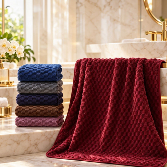 Plush Waffle Bath Towel 70×140cm, Random Color Ultra Soft Highly Absorbent Bathroom Towel（XYJ-214）