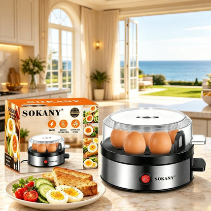 SOKANY SK-07066 Egg Boiler 360W 110V Stainless Steel Electric Egg Cooker for Home Breakfast
