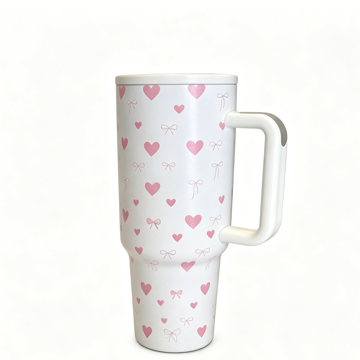 High Aesthetic 1200ML Stainless Steel Tumbler, Rotatable Hidden Soft Silicone Straw, Multi Cute Prints Insulated Travel Mug with Handle