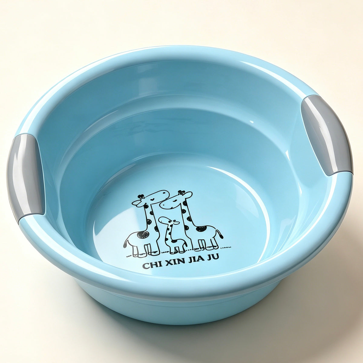 Portable Plastic Washing Basin with Non-Slip Handles, Giraffe Print Household Basin for Baby Bath, Laundry & Washing