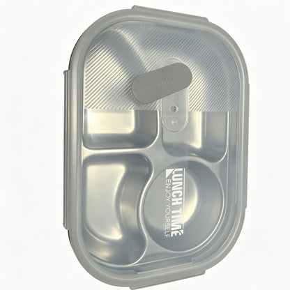 304 Food Grade Stainless Steel Compartment Lunch Box, Leak Proof Square Buckle Bento Box with Steam Vent, Keep Warm Portable Food Container for Office School