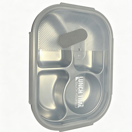 304 Food Grade Stainless Steel Compartment Lunch Box, Leak Proof Square Buckle Bento Box with Steam Vent, Keep Warm Portable Food Container for Office School