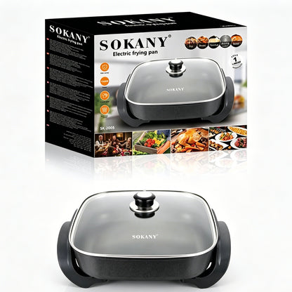 SOKANY Multi-functional Electric Frying Pan, 38.5×32cm, 1500W, 110V