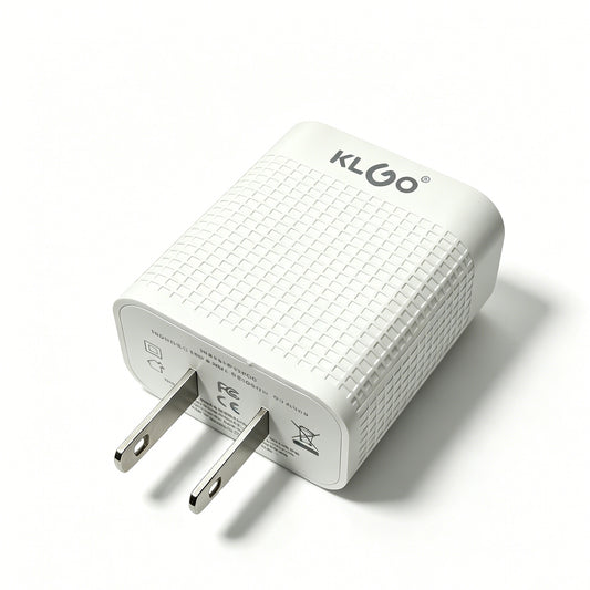 KLGO PD-700 25W Dual Port Fast Charger – USB-C PD 25W + USB-A QC 3.0 Quick Charge Wall Adapter, Smart Chip Auto-Matching, Compact Travel Charger for Phones, Tablets & More