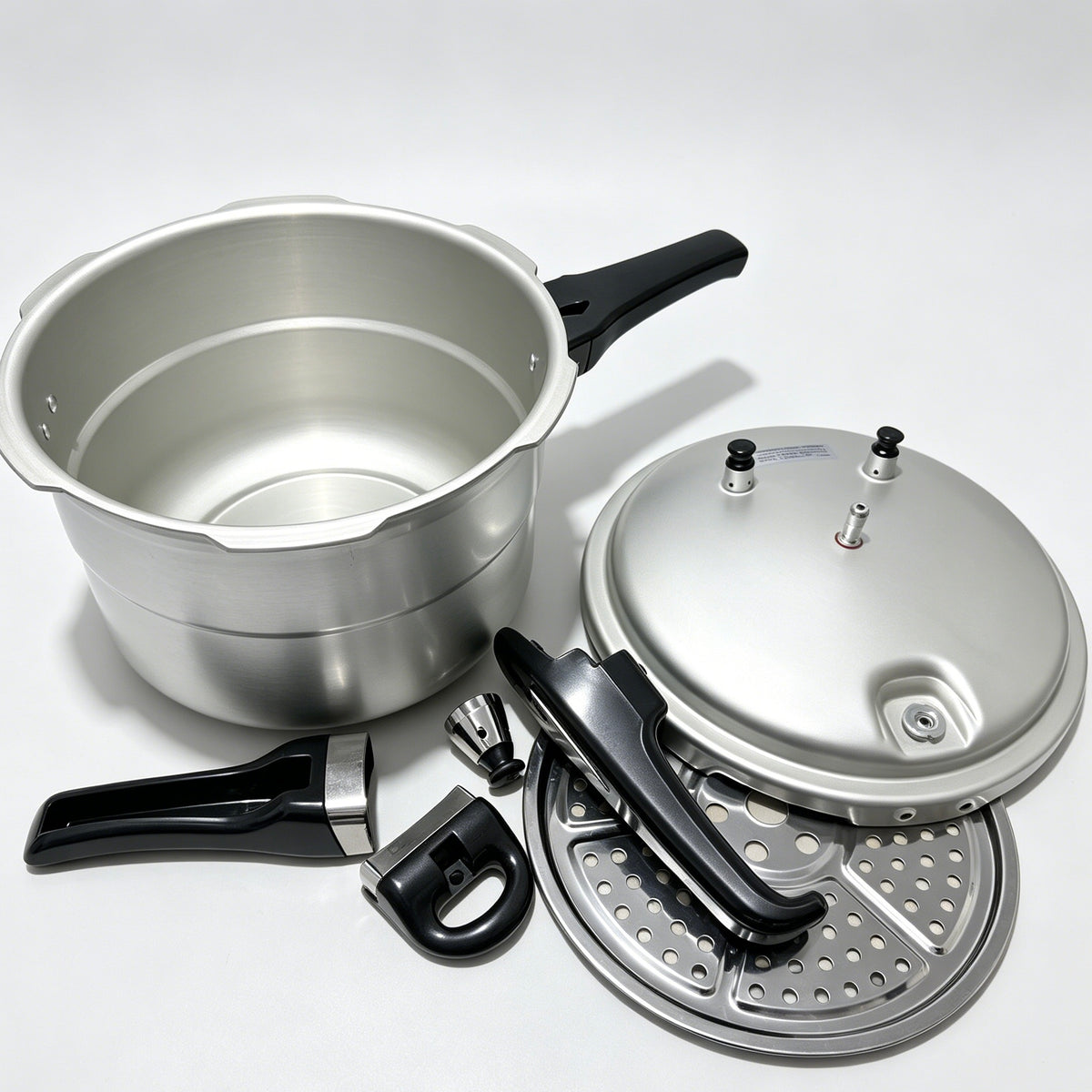 Blessing On Me 5L Aluminium Pressure Cooker 22cm, 6 Safety Features, Thick Base Stock Pot with Steamer Rack