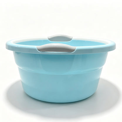 Light Blue Thickened PP Plastic Wash Basin with Dual Handles, 46cm × 20cm, 22L Large Capacity Cute Giraffe Print Household Bowl