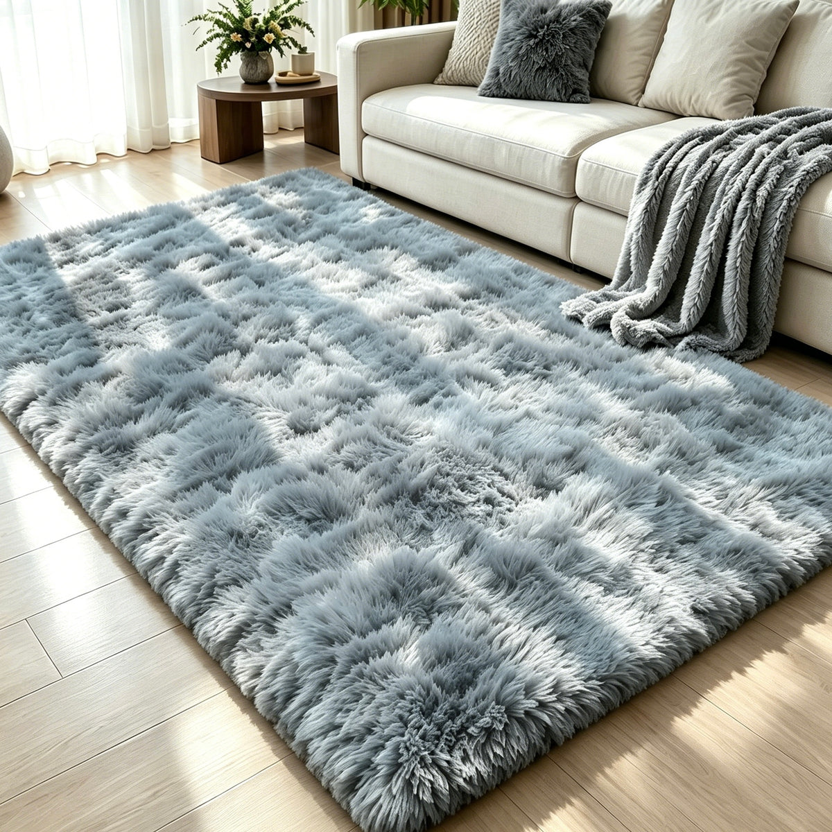 Fluffy Shag Area Rug, 100×140cm Ultra Soft Long Plush Carpet for Living Room Bedroom
