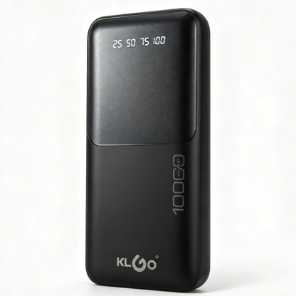 KLGO KP-37 10000mAh Power Bank, Built-in 4 Cables Digital Display Portable Charger for iPhone, Android, Tablets