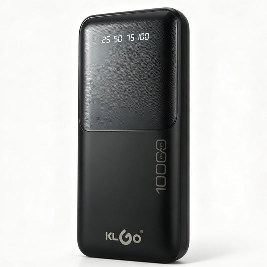 KLGO KP-37 10000mAh Power Bank, Built-in 4 Cables Digital Display Portable Charger for iPhone, Android, Tablets