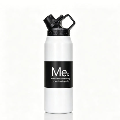 950ml 304 Stainless Steel Insulated Water Bottle, Flip Top Sports Tumbler with Portable Carry Handle