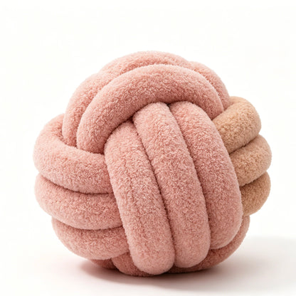 Boucle Knot Ball Pillow, Hand Knotted Decor Cushion, 22cm Diameter