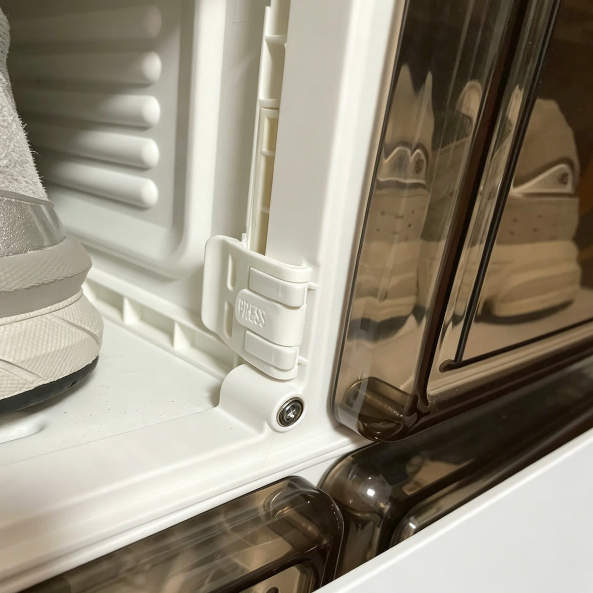 Foldable Shoe Storage Cabinet, 85×34×70cm, PET Transparent Door, Stackable Dustproof Shoe Organizer for Entryway
