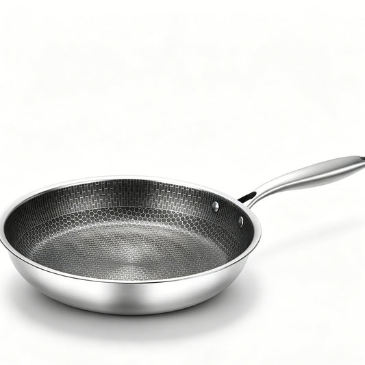 24/26cm Stainless Steel Honeycomb Frying Pan, Non-Stick Skillet, Multi Stovetop Compatible