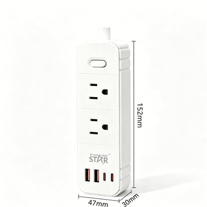 Winning Star Power Strip with USB Ports, 2M Cord 110V Surge Protection Extension Socket