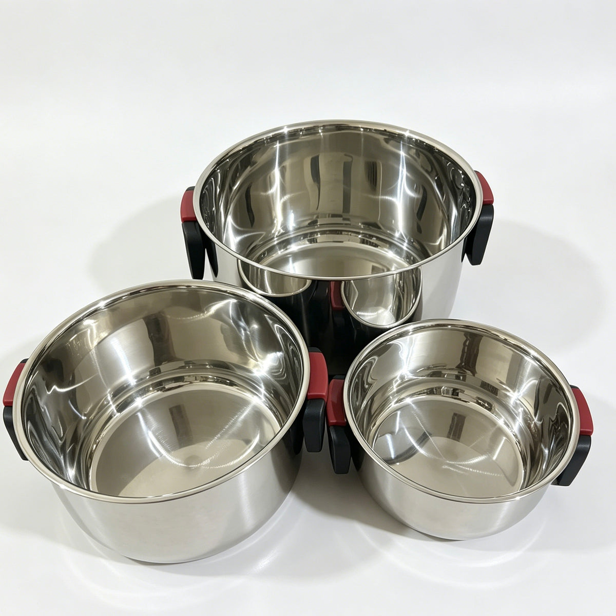 Winning Star 6-Piece High Quality Stainless Steel Cookware Set with Foldable Handle & Glass Lids, 1.4L / 3.4L / 6.5L Stock Pots