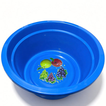 Blue Thickened PP Plastic Wash Basin, 61cm × 26cm, 67.6L Extra Large Fruit Print Household Bowl