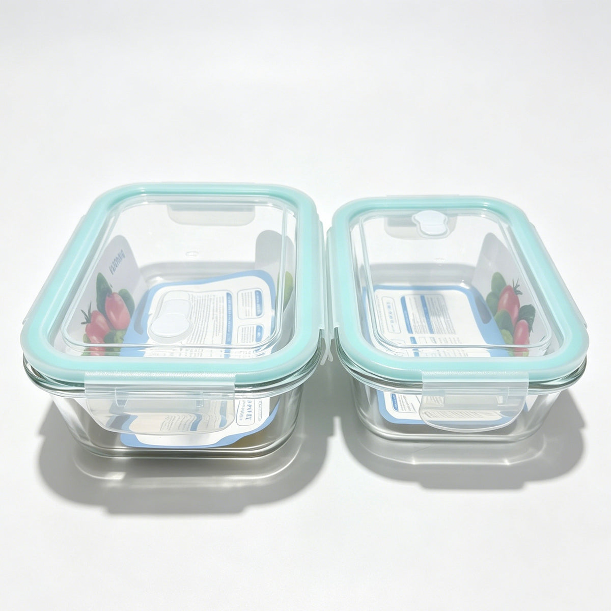 2 Pack Borosilicate Glass Food Storage Containers, Pink Airtight Lock Lids, 1040ml & 700ml Meal Prep Boxes
