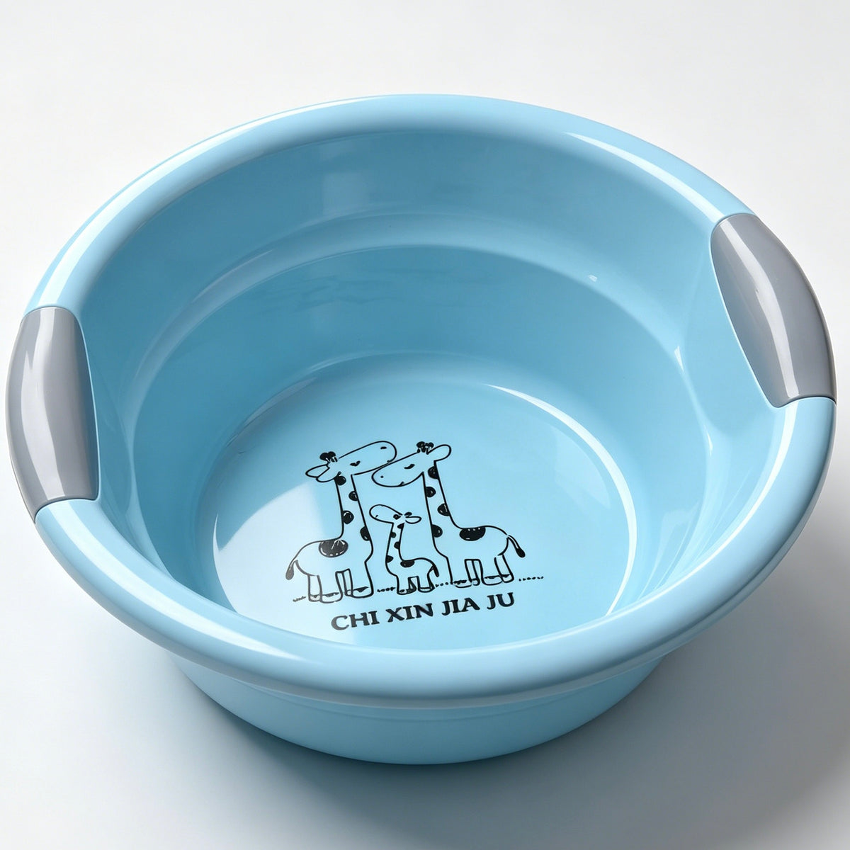 Portable Plastic Washing Basin with Non-Slip Handles, Giraffe Print Household Basin for Baby Bath, Laundry & Washing