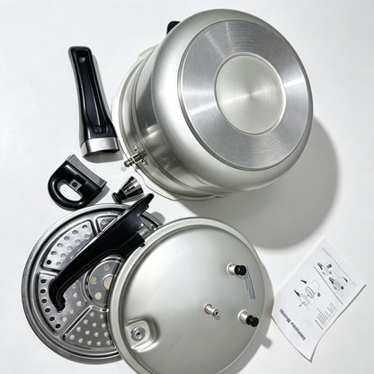 Blessing On Me 5L Aluminium Pressure Cooker 22cm, 6 Safety Features, Thick Base Stock Pot with Steamer Rack