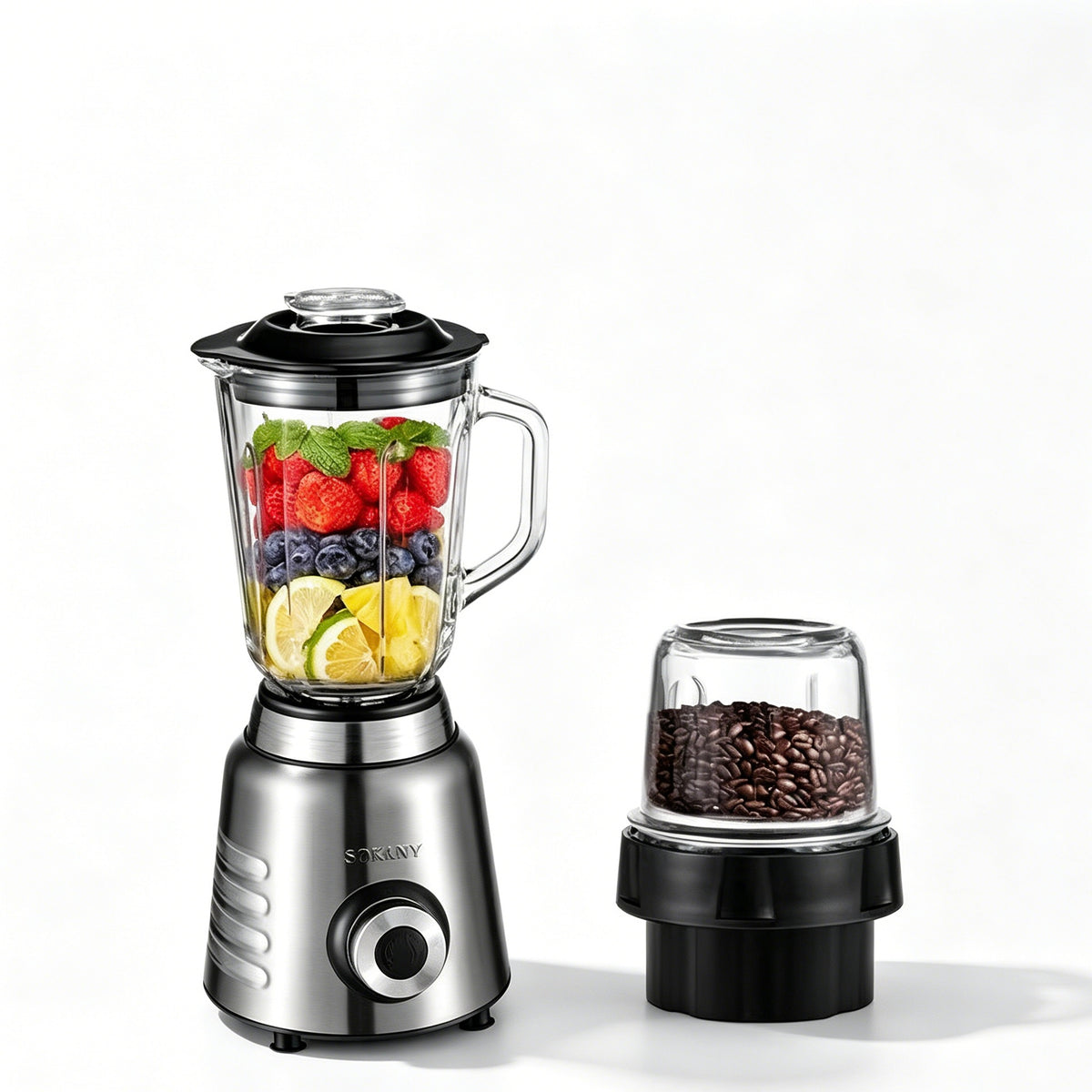 SOKANY SK-03048 2 IN 1 Multi-Purpose Blender, 110V Stainless Steel Juicer & Coffee Grinder for Home